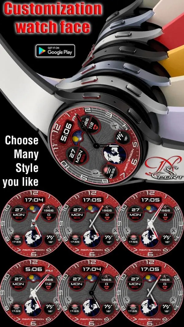 [N-Sport370] Hybird Red Samsung N-Sport Watch Face - N-Sport Watch Face