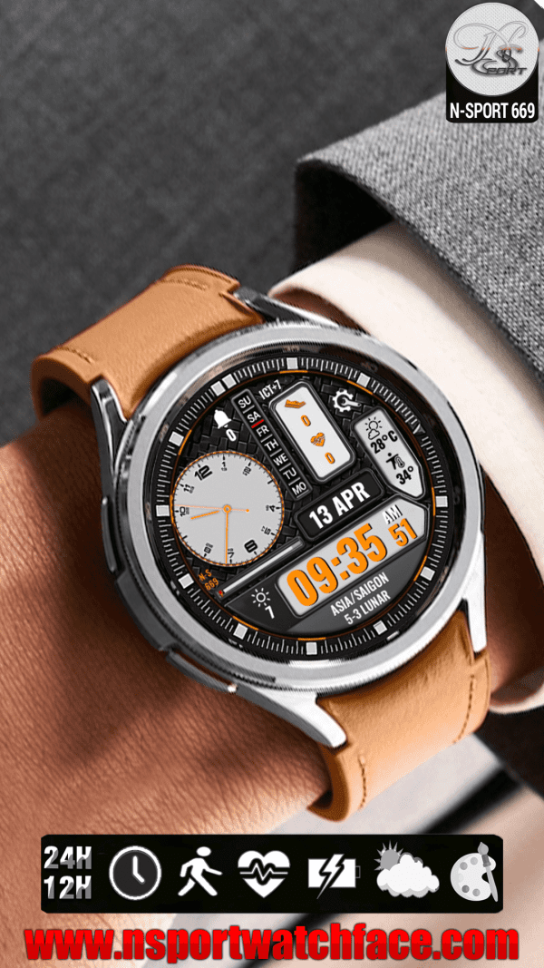 N-Sport669 Analog Digital N-Sport Watch Face By Samsung Galaxy Watch 4-5-6 - N-Sport Watch Face