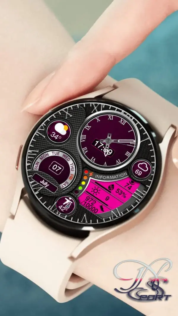 Galaxywatch4 5 5 [N-Sport637] Black&Amp;Color Samsung N-Sport Watch Face N-Sport Watch Face