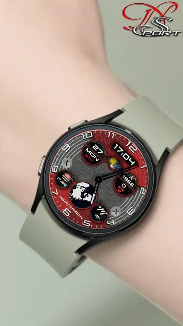 [N-Sport370] Hybird Red Samsung N-Sport Watch Face - N-Sport Watch Face