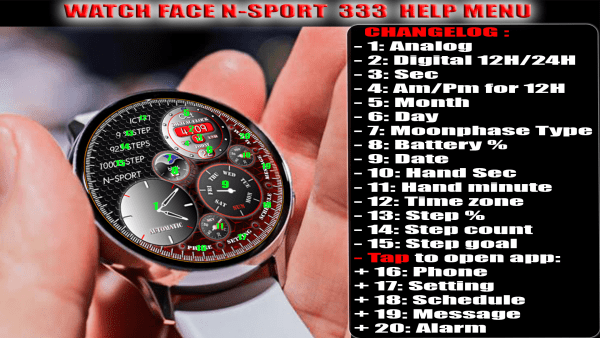 [N-Sport333] Red Black Dual N-Sport Watch Face - N-Sport Watch Face