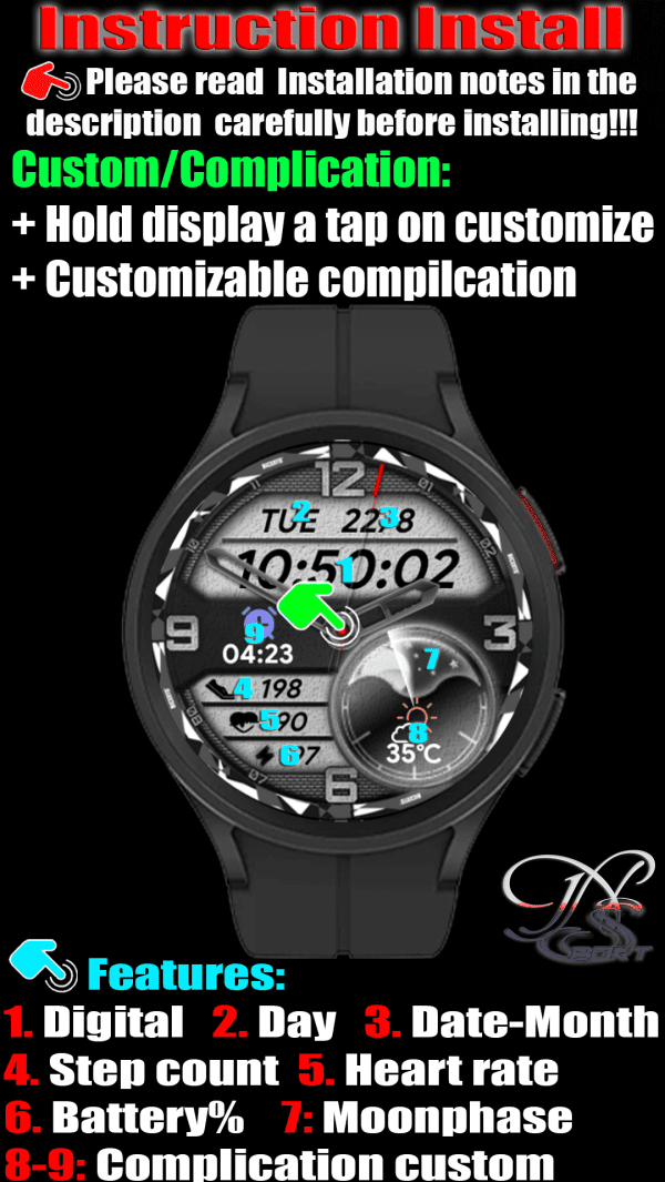 [N-Sport523] Black White N-Sport Watch Face - N-Sport Watch Face