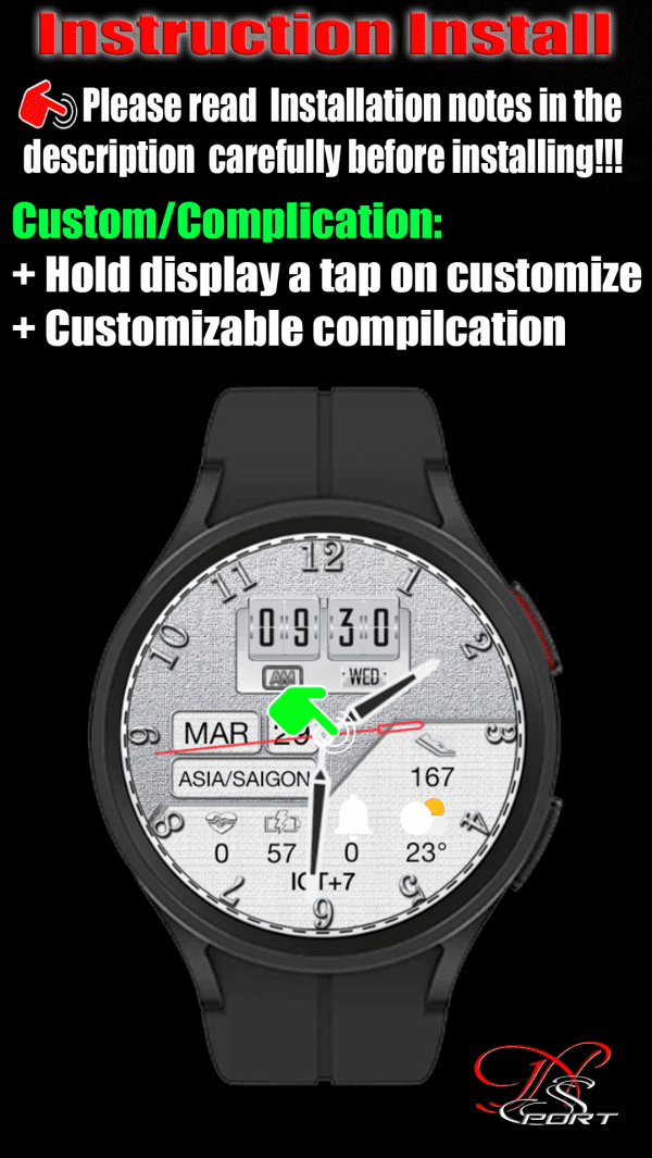 [N-Sport301] Black White Samsung N-Sport Watch Face - N-Sport Watch Face