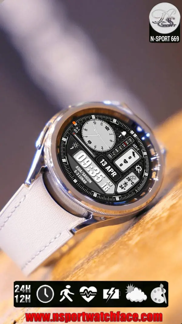 N-Sport669 Analog Digital N-Sport Watch Face By Samsung Galaxy Watch 4-5-6 - N-Sport Watch Face