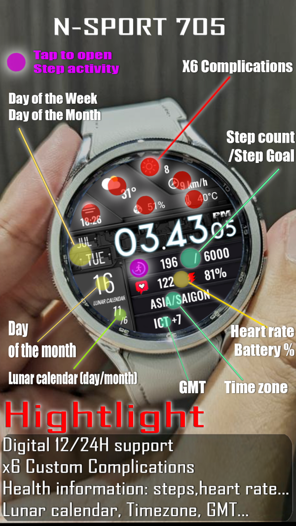 Feature Not Color Copy 3 N-Sport705 Digital Information N-Sport Watch Face N-Sport Watch Face