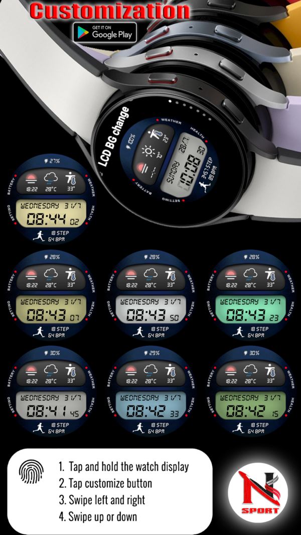 1 Copy [N-Sport62] Lcd Digital N-Sport Watch Face N-Sport Watch Face