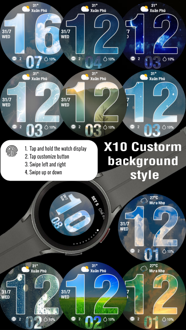 X10 Cusstom Copy 12 N-Sport638 High Digital Face N-Sport Watch Face N-Sport Watch Face