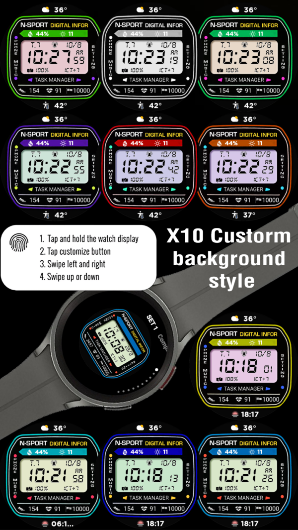 X10 Cusstom Copy 3 [N-Sport408] Digital Information Classic N-Sport Watch Face N-Sport Watch Face