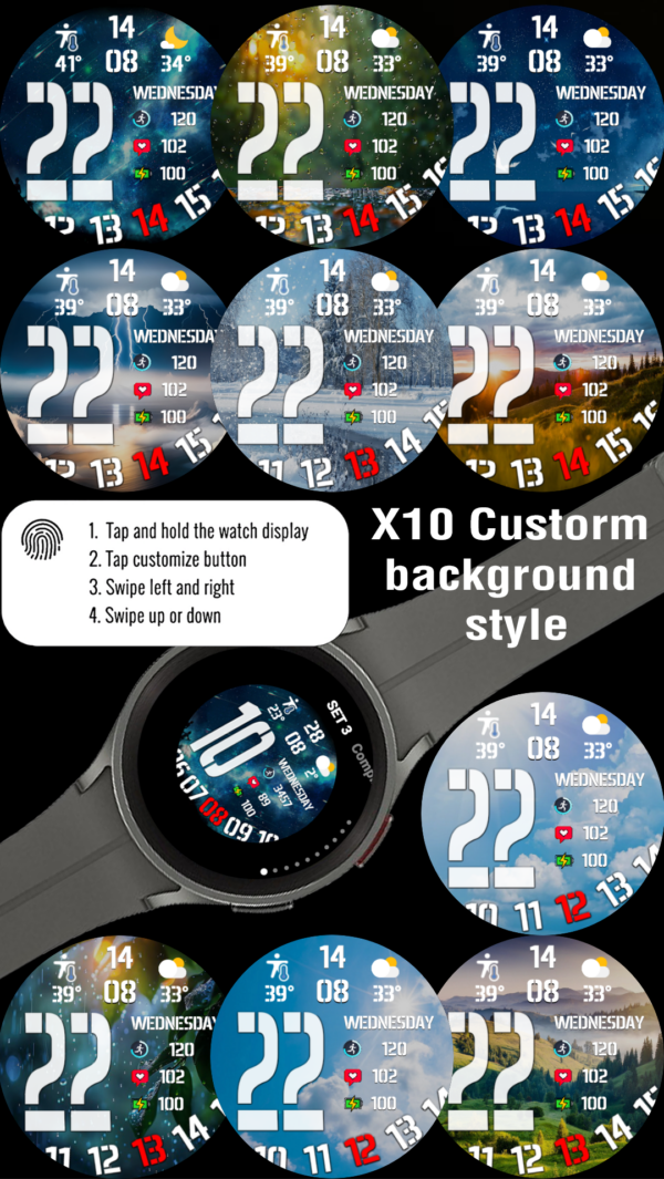 X10 Cusstom Copy 8 N-Sport645 Forecast Dial Time N-Sport Watch Face N-Sport Watch Face