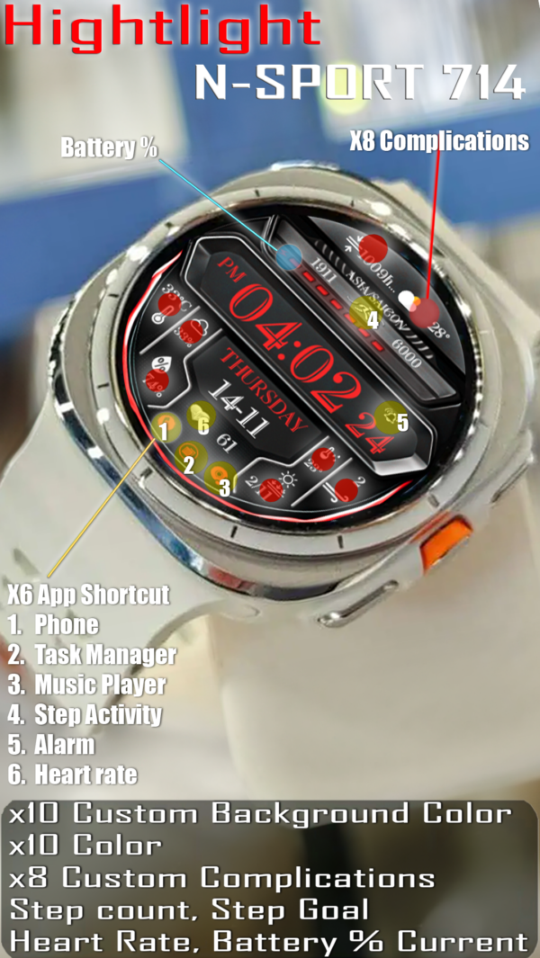 Feature Not Color N-Sport 714 Digital Color Watch Face N-Sport Watch Face