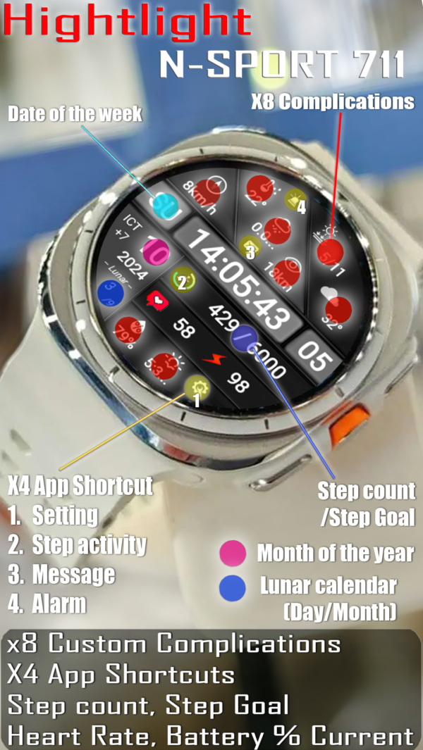 Feature Not Color Sao Chep N-Sport711 Multinews Watch Face N-Sport Watch Face