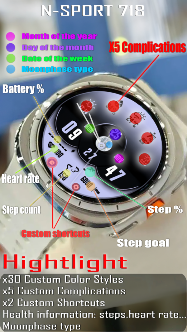 N-Sport718 Hybird Colors N-Sport Watch Face - Hình Ảnh 2