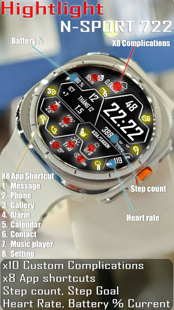 N-Sport722 Digital Assemb Watch Face - Hình Ảnh 2