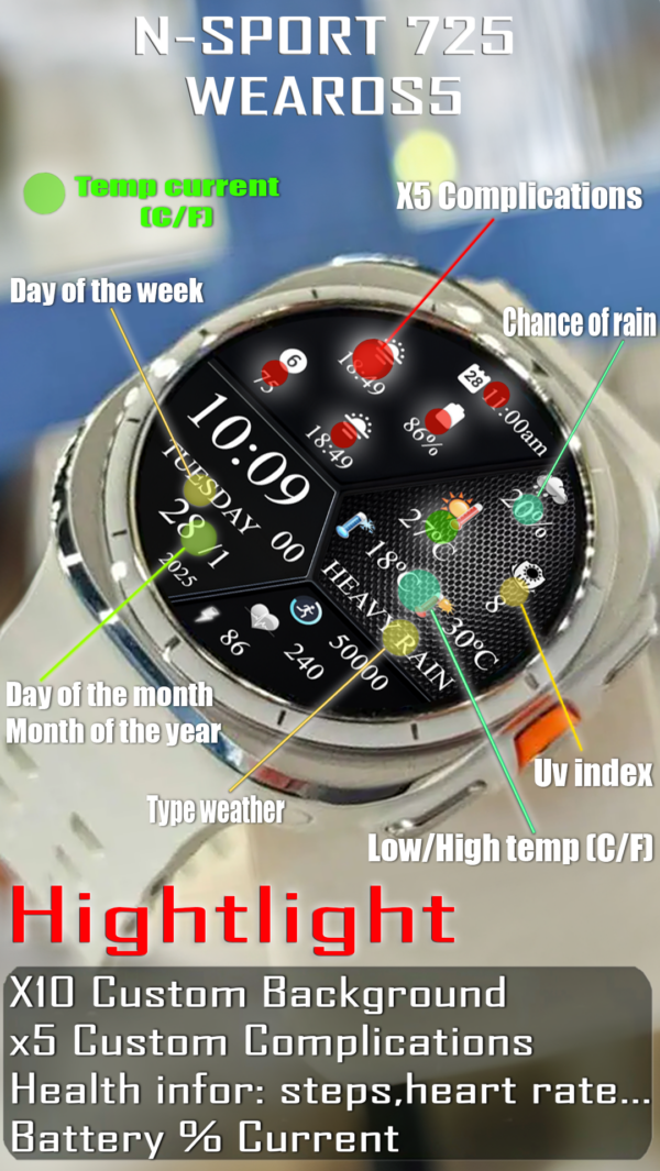 N-Sport704 Weather Time Watch Face - N-Sport Watch Face