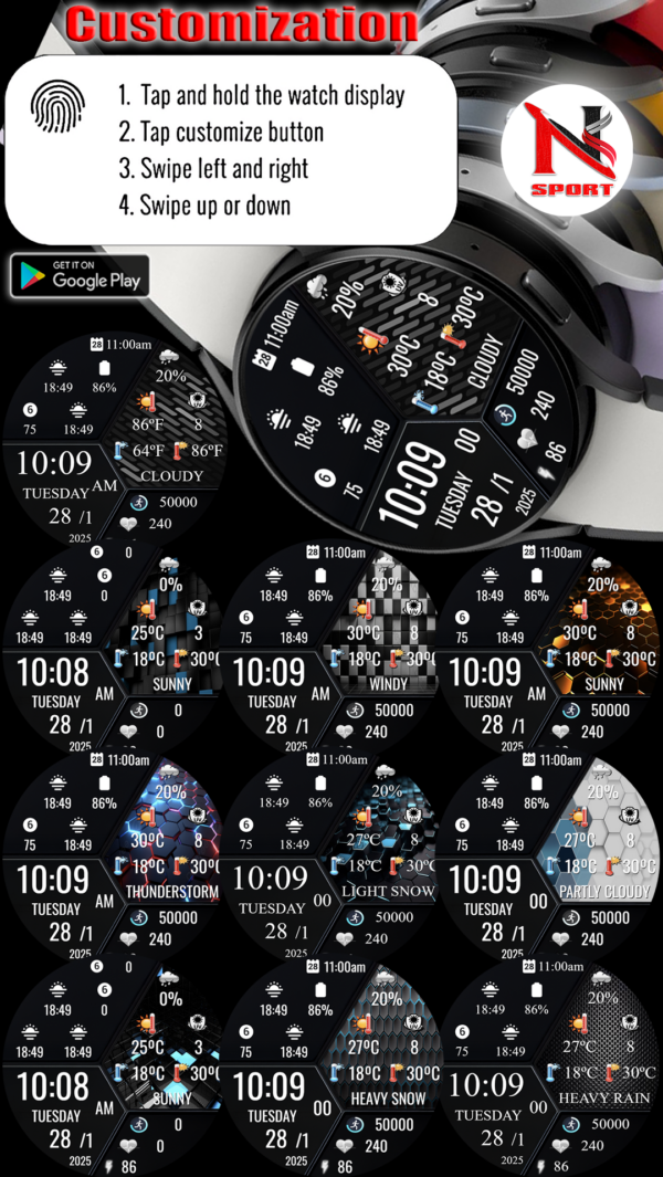 N-Sport704 Weather Time Watch Face - N-Sport Watch Face