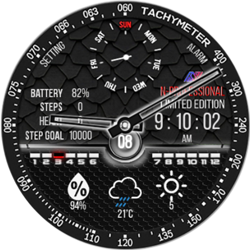 N-SPORT 186 Real-time Weather Luxury Hybrid Watch Face for Samsung & Wear OS