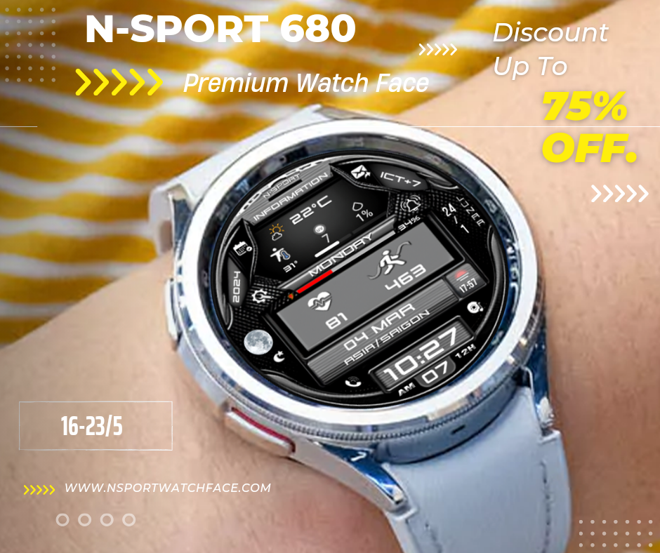 Big Sale 75% N-Sport 680 Watch Face Samsung Galaxy Watch 4/5/6 - N-Sport Watch Face