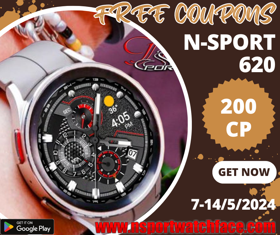 Free 200 Coupons N-Sport 620🎁N-Sport Watch Face - N-Sport Watch Face