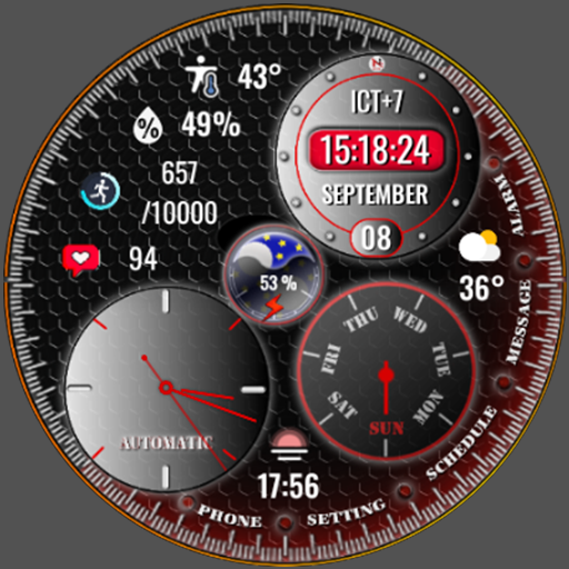 N-SPORT 333 Luxury Moonphase Hybrid Watch Face for Samsung & Wear OS