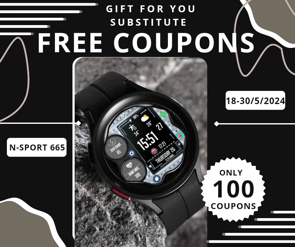 Free 100 Coupons N-Sport 665 Watch Face Samsung Galaxy Watch 4/5/6 - N-Sport Watch Face