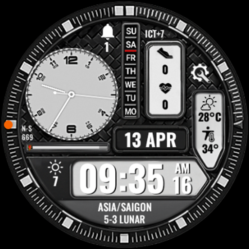 Black Ok Copy N-Sport 669 Luxury Hybrid Watch Face For Samsung &Amp; Wear Os N-Sport Watch Face