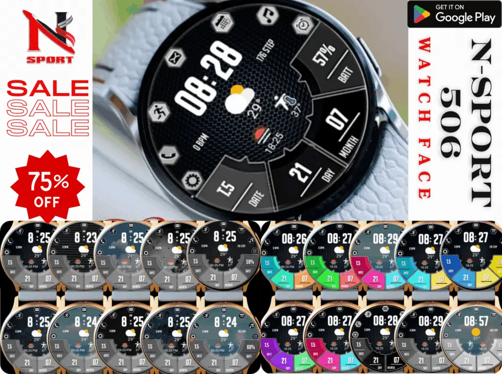 Big Sale 75% N-Sport 506 Watch Face For Samsung Watch 4.5.6 N-Sport Watch Face Big Sale 70% N-Sport 516 Watch Face For Samsung Galaxy Watch 4/5/6 - N-Sport Watch Face