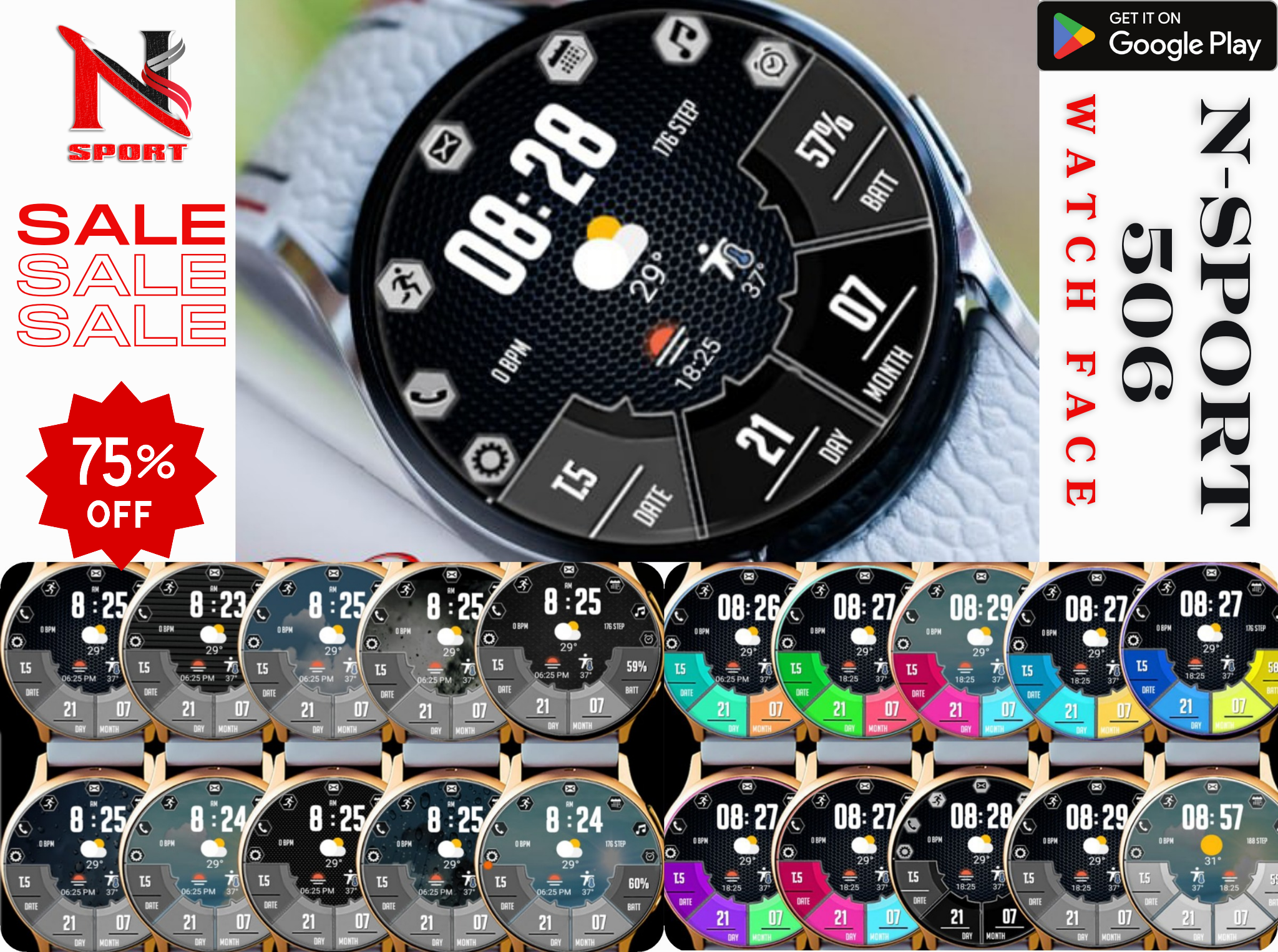 Big Sale 70% N-Sport 516 Watch Face For Samsung Galaxy Watch 4/5/6 - N-Sport Watch Face