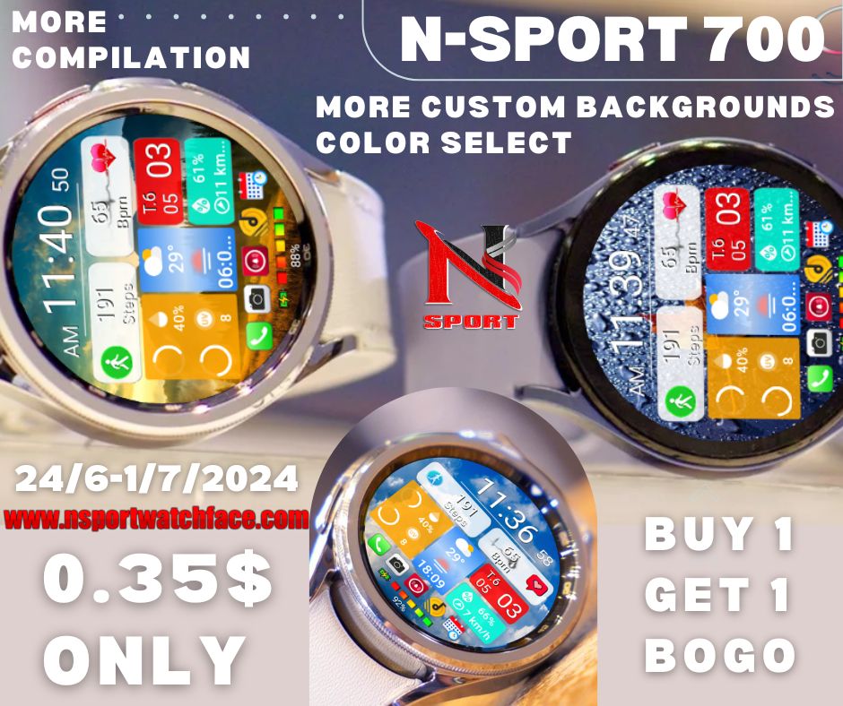 Exclusive Sale On N SPORT 700 Watch Face For WearOS Samsung Galaxy Watch 4 5 6 N SPORT Watch Face