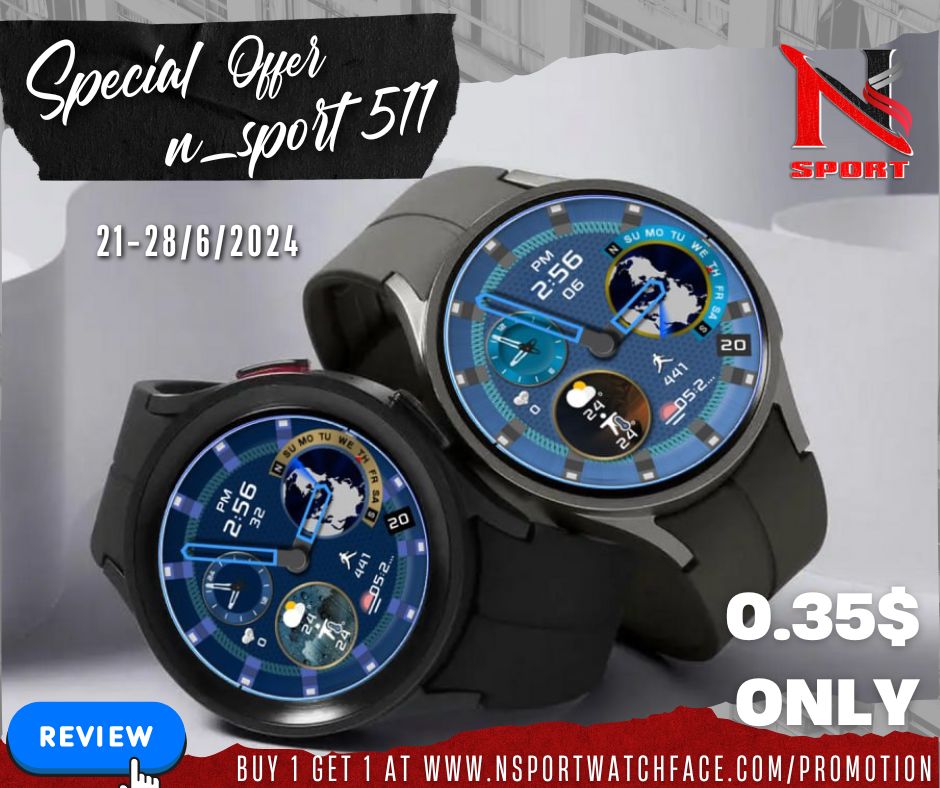 Disc Only 0.35$ N-Sport 511 Watch Face Wearos For Samsung Galaxy Watch 4,5,6 - N-Sport Watch Face