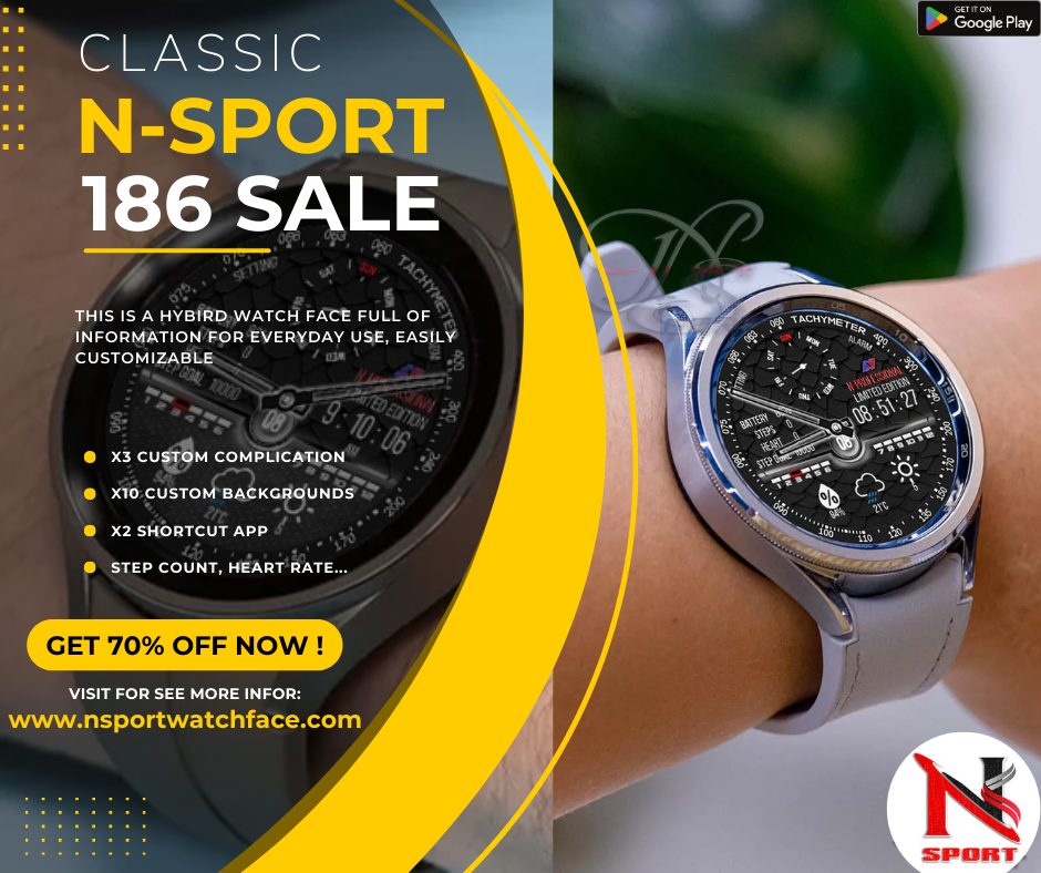 Sale Off 70% N-Sport186 Classic Watch Face For Samsung Galaxy Watch 4,5,6 - N-Sport Watch Face