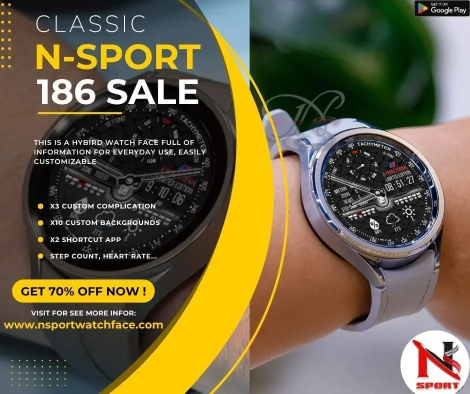 Sale Off 70% N-Sport186 Classic Watch Face For Samsung Galaxy Watch 4,5,6 - N-Sport Watch Face