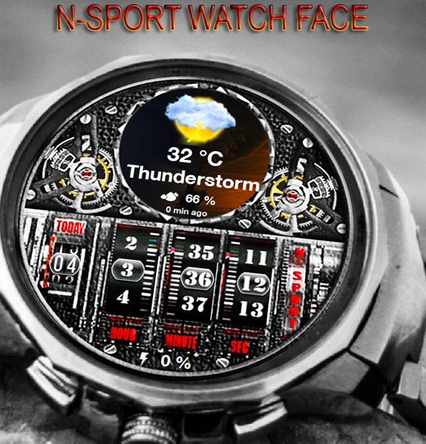 [TizenOS] [N-SPORT172] TIME REAL WEATHER DIGITAL WATCH FACE - N-SPORT WATCH FACE