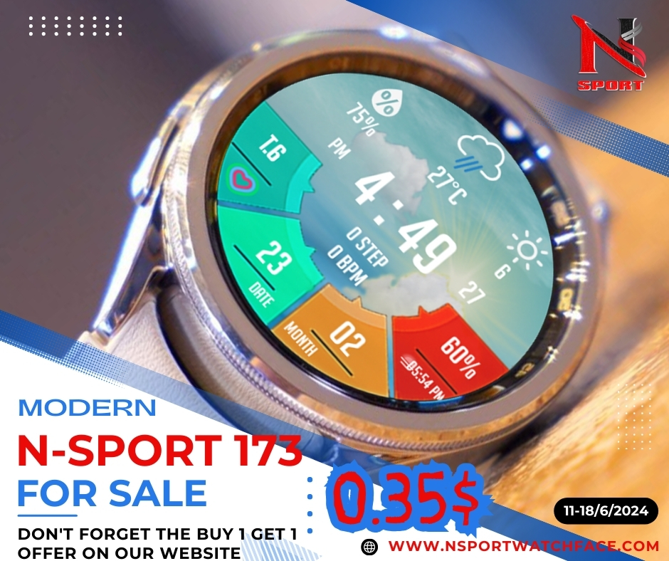 Big Sale Only 0.35$N-Sport173 High Digital Wearos Watch Face Samsung Galaxy Watch 4/5/6 - N-Sport Watch Face