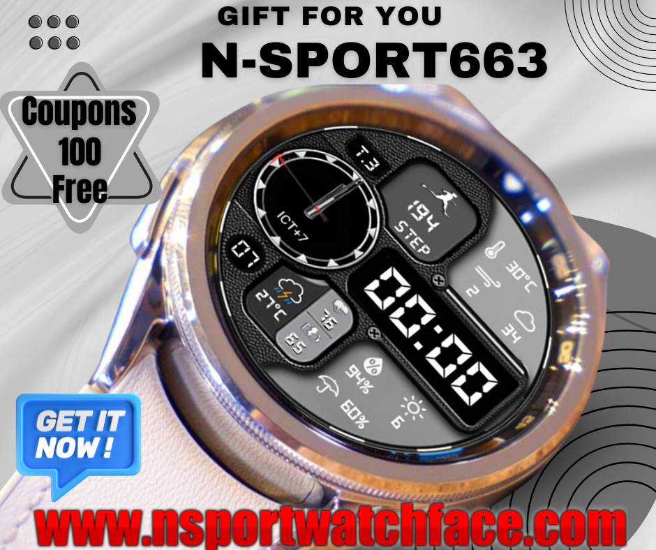 Free 100 Coupons N-Sport663 Watch Face – Samsung Watch Ultra/7/6/5/4 - N-Sport Watch Face