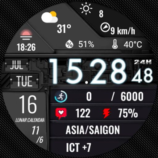 Soc Den Copy N-Sport 705 Luxury Lunar Calendar Digital Watch Face For Samsung &Amp; Wear Os N-Sport Watch Face