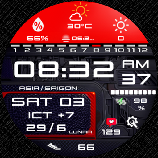 N-SPORT 707 Luxury Lunar Calendar Digital Watch Face for Samsung & Wear OS