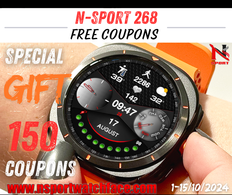 Exciting October Offer: Free 150 N-Sport 268 Watch Face Coupons – Limited Time Only! - N-Sport Watch Face