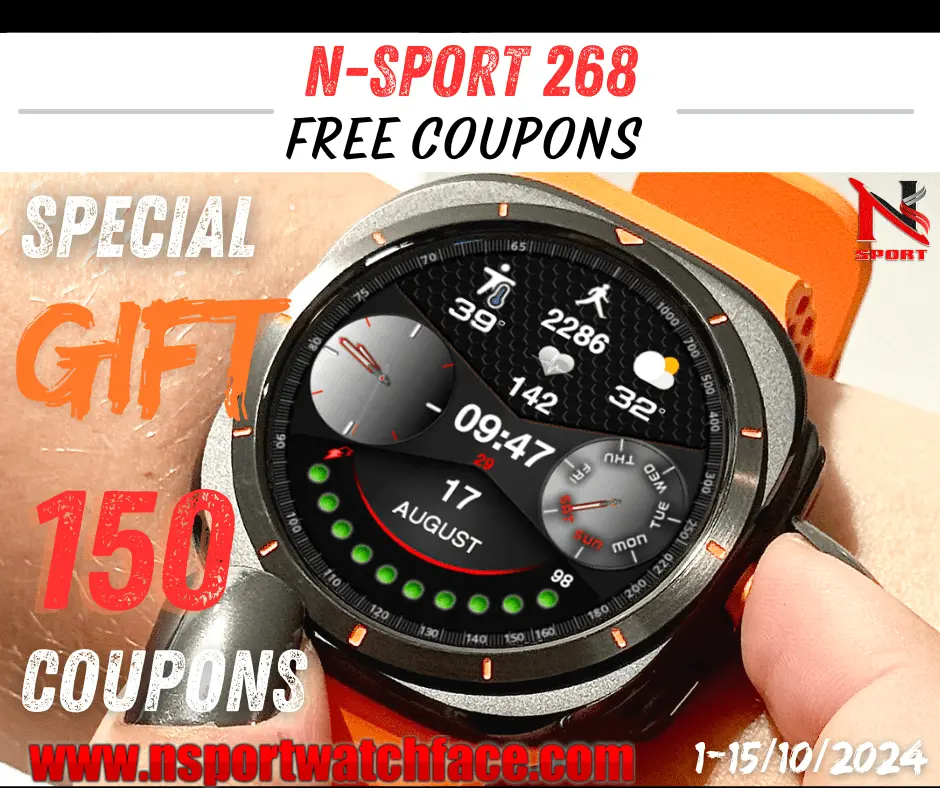 Exciting October Offer: Free 150 N-Sport 268 Watch Face Coupons – Limited Time Only! - N-Sport Watch Face
