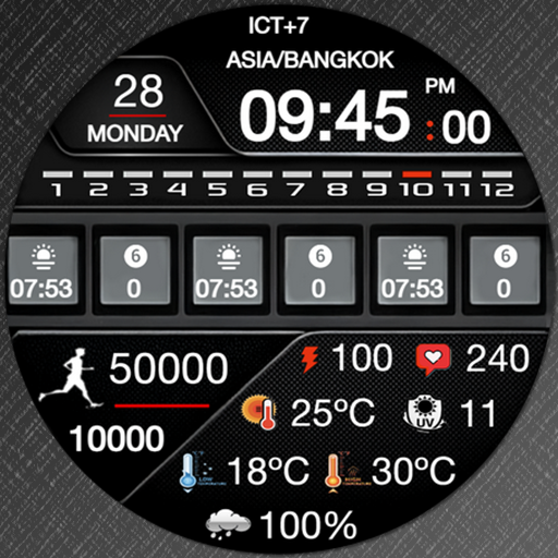 N-SPORT 715 Real-time Weather Digital Watch Face for Samsung & Wear OS