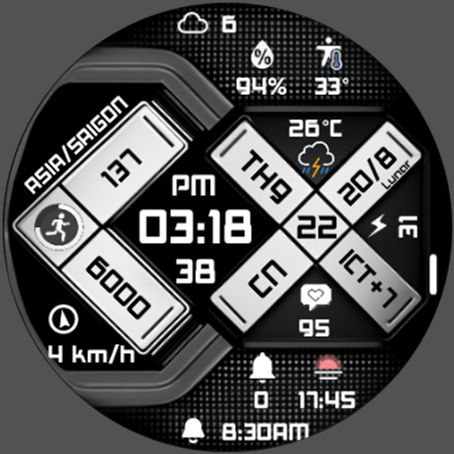 N-SPORT 708 Luxury Digital Watch Face for Samsung & Wear OS