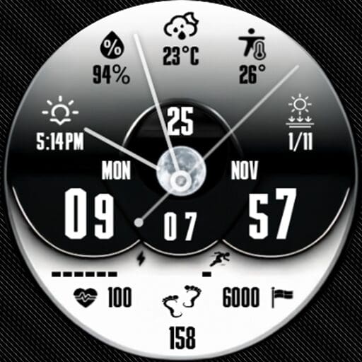 N-SPORT 718 Luxury Moonphase Hybrid Watch Face for Samsung & Wear OS
