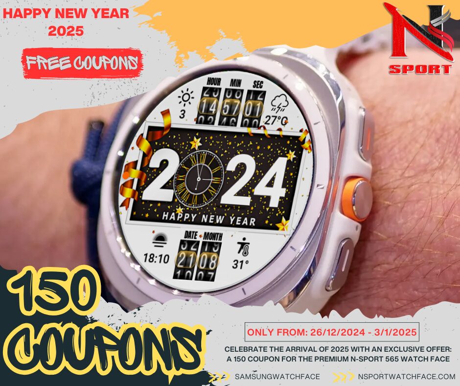 Introducing The Exclusive Happy New Year 2025 Gift: 150 Coupon For The N-Sport 565 Watch Face - N-Sport Watch Face