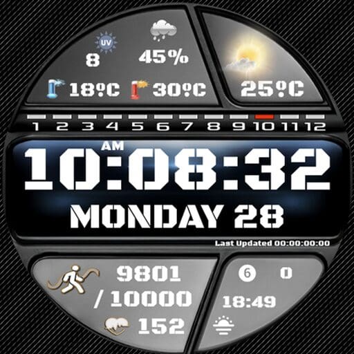 N-SPORT 704 Real-time Weather Digital Watch Face for Samsung & Wear OS - N-SPORT WATCH FACE