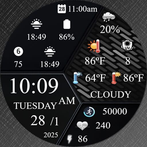 N-SPORT 704 Real-time Weather Digital Watch Face for Samsung & Wear OS - N-SPORT WATCH FACE