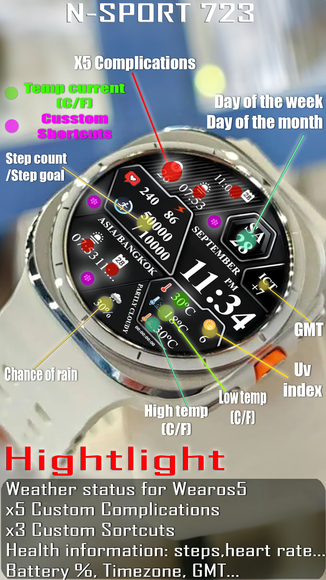 Feature Weather Home N-Sport Watch Face