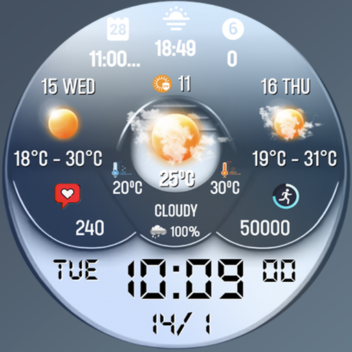 N-SPORT 720 Real-time Weather Luxury Classic Analog Watch Face for Samsung & Wear OS
