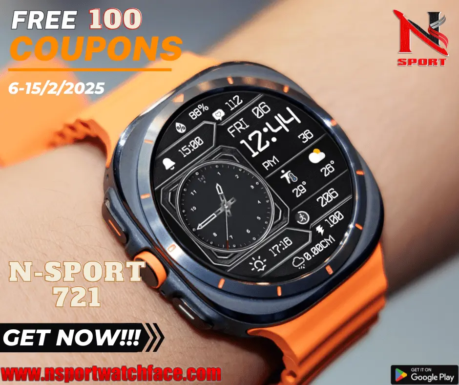 Free 100 Coupons N-Sport 721 Hybird Watch Face - N-Sport Watch Face