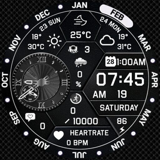 N-SPORT 729 Real-time Weather Luxury Moonphase Hybrid Watch Face for Samsung & Wear OS