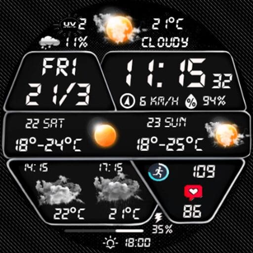 N-SPORT 735 Real-time Weather Luxury Digital Watch Face for Samsung & Wear OS
