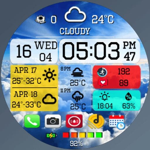 N-SPORT 732 Real-time Weather Luxury Classic Analog Watch Face for Samsung & Wear OS